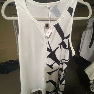 White and Black Graphic Women's Tank Top